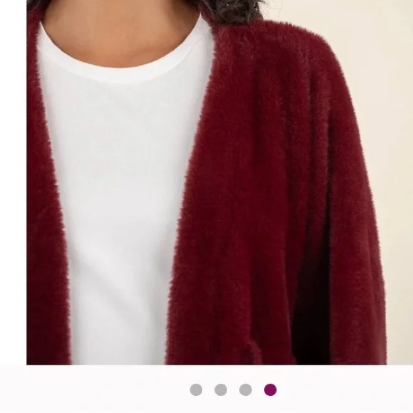 KUT from the Kloth Women Faux Fur Jana Cardigan NWT Bordeaux Large - Picture 2 of 11